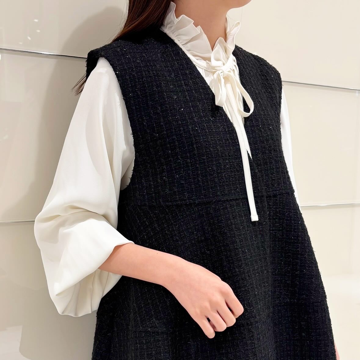 ラメツイードが可愛い立体フォルムベスト♡ │パパス&ママス