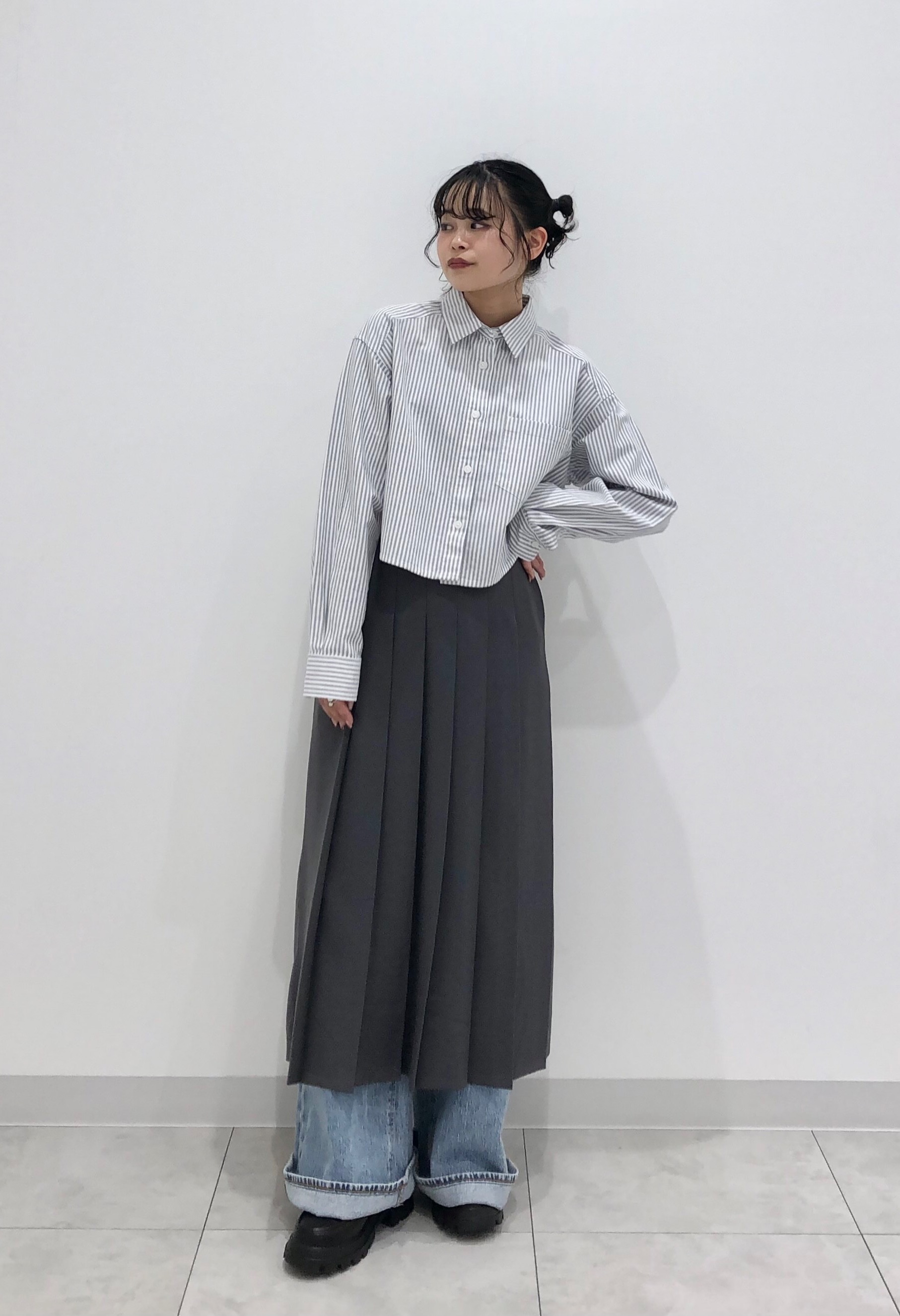 GU】コンビネーションプリーツスカート～ブラック～Sサイズ